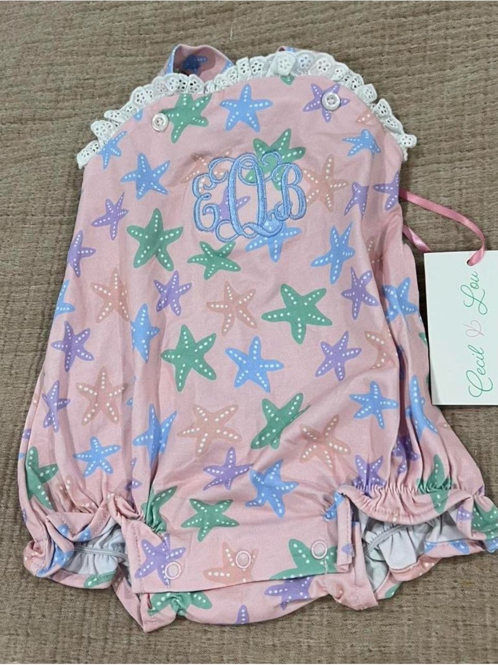 EOB monogram 3 mo starfish romper